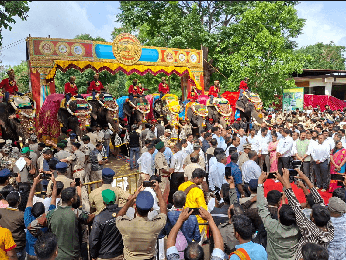 Mysuru Dasara Gaja Payana Flagged Off at Veeranahosahalli; Nine Elephants Begin Journey